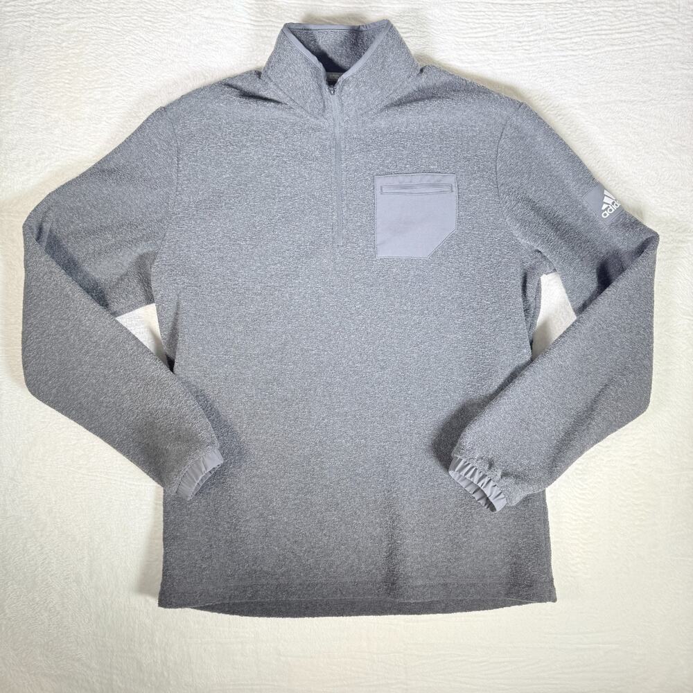 Adidas Golf Primegreen Pocket 1/4‎ Zip Grey Pullover Sz M Sportwear Sustainable